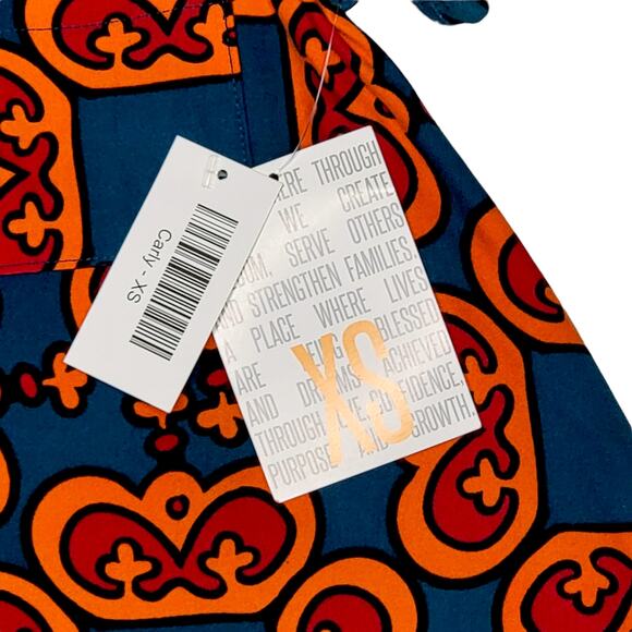 LuLaRoe Carly Dress XS Geometric Crown Pink Orange Teal High Low A-Line Swing - Picture 2 of 9